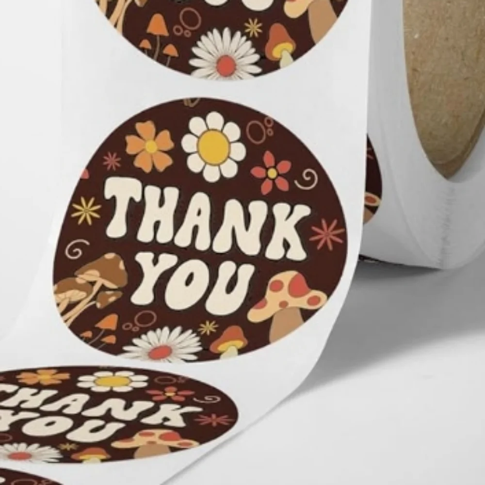 50 thank you mushroom stickers